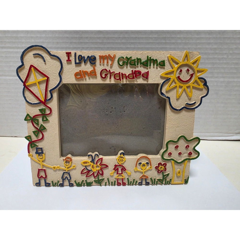 vintage Scotts "I Love My Grandma and Grandpa" Picture Frame 3D dimensional